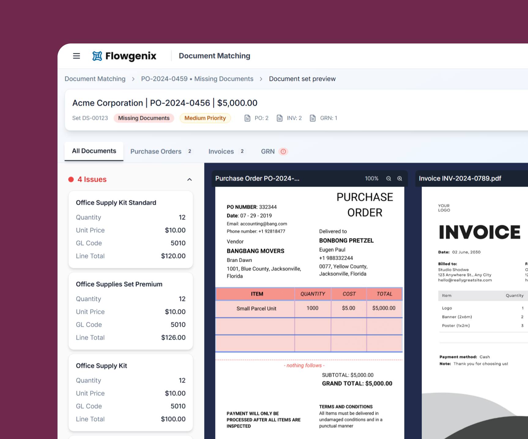 AI document intelligence interface showing error taxonomy and relationship visualization